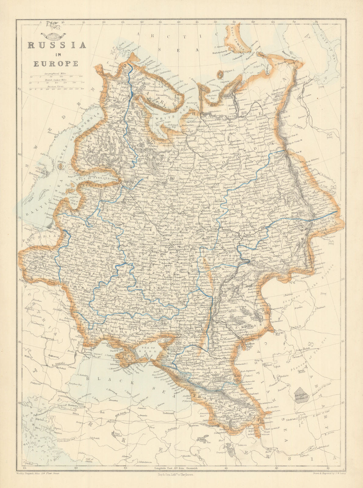 RUSSIA IN EUROPE. Moscow-St Petersburg Warsaw-Krakow railways.JW LOWRY 1863 map